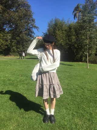 Cropped White Round Neck Knit Cardigan