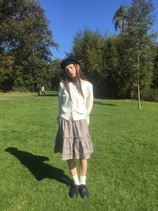 Cropped White Round Neck Knit Cardigan