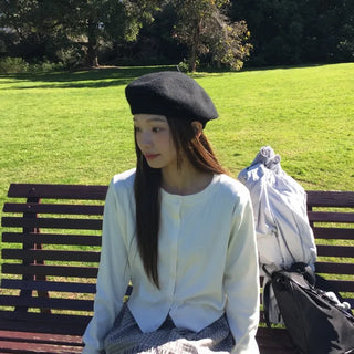 Cropped White Round Neck Knit Cardigan