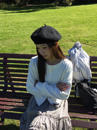 Cropped White Round Neck Knit Cardigan