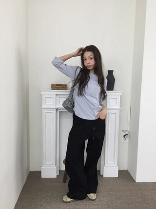 Women's Loose-Fit Wide-Leg Pants, Effortless Chic, Cargo Mood, String Pants