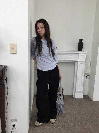 Women's Loose-Fit Wide-Leg Pants, Effortless Chic, Cargo Mood, String Pants