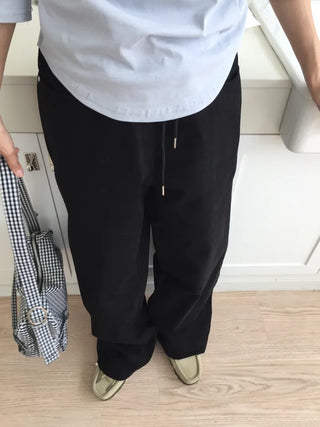 Women's Loose-Fit Wide-Leg Pants, Effortless Chic, Cargo Mood, String Pants