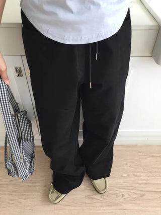 Women's Loose-Fit Wide-Leg Pants, Effortless Chic, Cargo Mood, String Pants