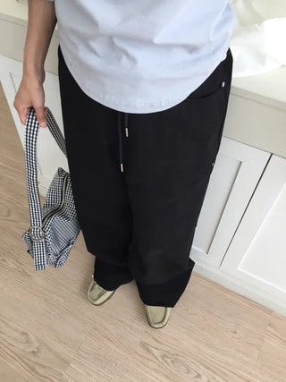 Women's Loose-Fit Wide-Leg Pants, Effortless Chic, Cargo Mood, String Pants