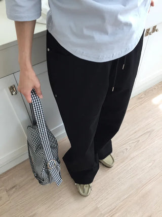 Women's Loose-Fit Wide-Leg Pants, Effortless Chic, Cargo Mood, String Pants