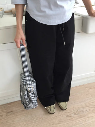 Women's Loose-Fit Wide-Leg Pants, Effortless Chic, Cargo Mood, String Pants