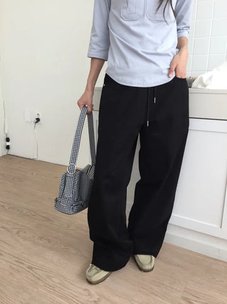 Women's Loose-Fit Wide-Leg Pants, Effortless Chic, Cargo Mood, String Pants