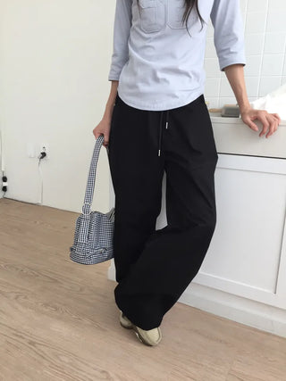 Women's Loose-Fit Wide-Leg Pants, Effortless Chic, Cargo Mood, String Pants