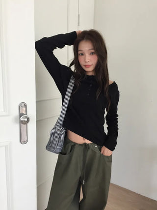 Women's Loose-Fit Wide-Leg Pants, Effortless Chic, Cargo Mood, String Pants