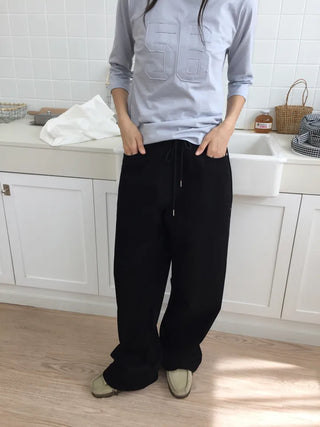 Women's Loose-Fit Wide-Leg Pants, Effortless Chic, Cargo Mood, String Pants