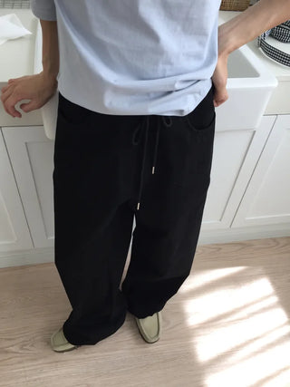 Women's Loose-Fit Wide-Leg Pants, Effortless Chic, Cargo Mood, String Pants