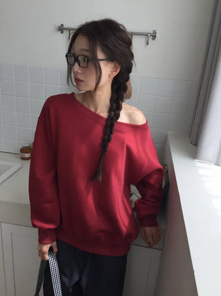 Delicate fit effortless chic off-shoulder sweatshirt
