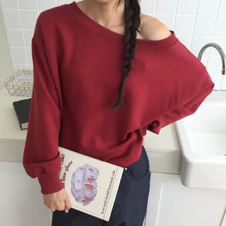 Delicate fit effortless chic off-shoulder sweatshirt