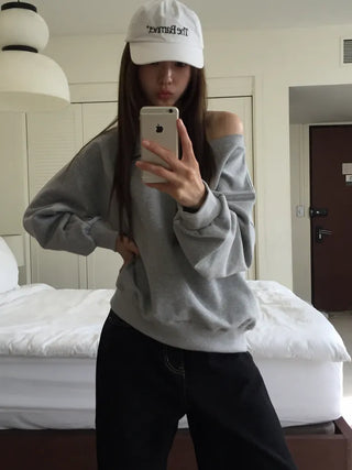 Delicate fit effortless chic off-shoulder sweatshirt