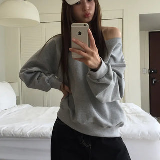 Delicate fit effortless chic off-shoulder sweatshirt