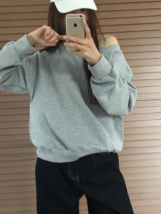 Delicate fit effortless chic off-shoulder sweatshirt