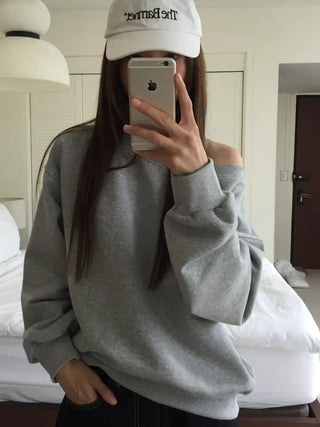 Delicate fit effortless chic off-shoulder sweatshirt