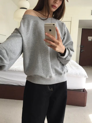 Delicate fit effortless chic off-shoulder sweatshirt