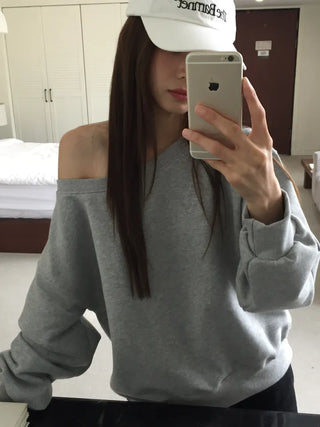 Delicate fit effortless chic off-shoulder sweatshirt