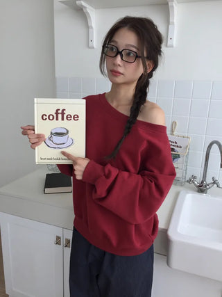 Delicate fit effortless chic off-shoulder sweatshirt