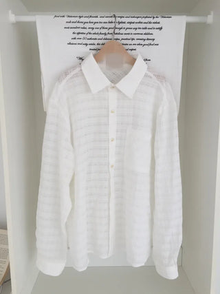 Natural Mood Delicate Fit Check See-through Shirt
