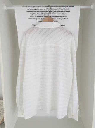 Natural Mood Delicate Fit Check See-through Shirt