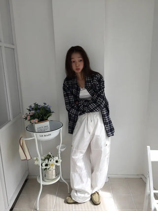 Loose-fit plaid shirt