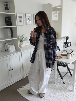 Loose-fit plaid shirt