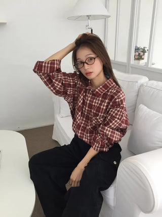 Loose-fit plaid shirt