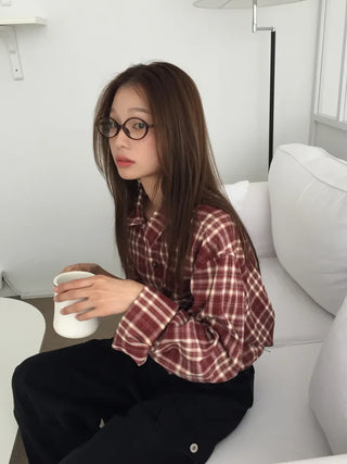 Loose-fit plaid shirt