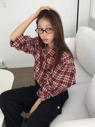 Loose-fit plaid shirt