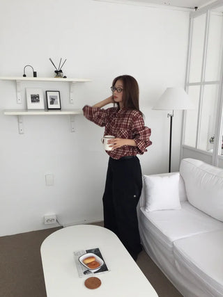 Loose-fit plaid shirt