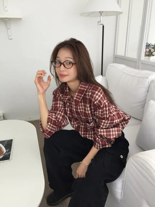 Loose-fit plaid shirt