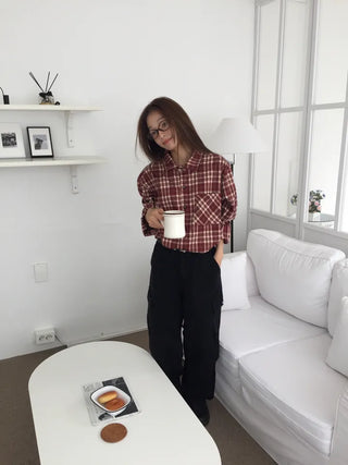 Loose-fit plaid shirt