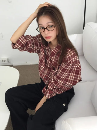 Loose-fit plaid shirt
