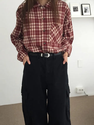 Loose-fit plaid shirt