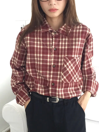 Loose-fit plaid shirt