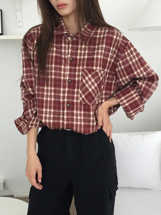 Loose-fit plaid shirt