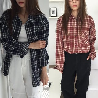 Loose-fit plaid shirt
