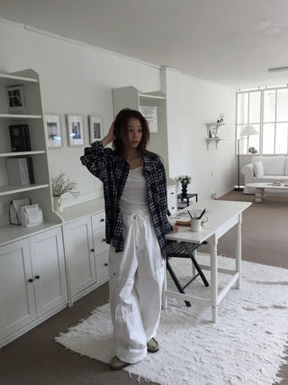 Loose-fit plaid shirt