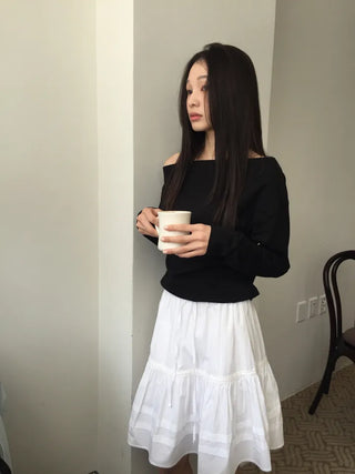 Slim Off-shoulder T-shirt