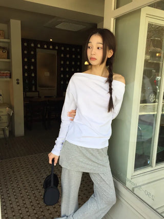 Slim Off-shoulder T-shirt