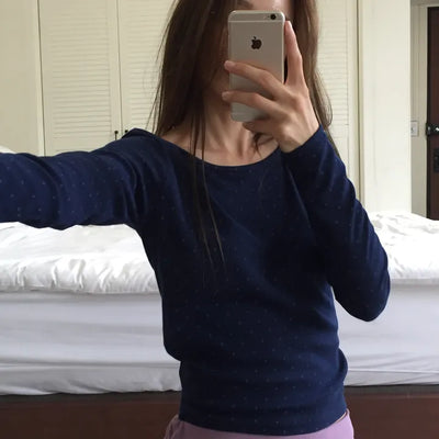 Sensual Small Dot Navy Long Sleeve Tee