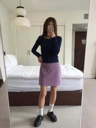 Sensual Small Dot Navy Long Sleeve Tee