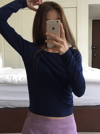 Sensual Small Dot Navy Long Sleeve Tee