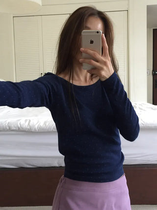 Sensual Small Dot Navy Long Sleeve Tee