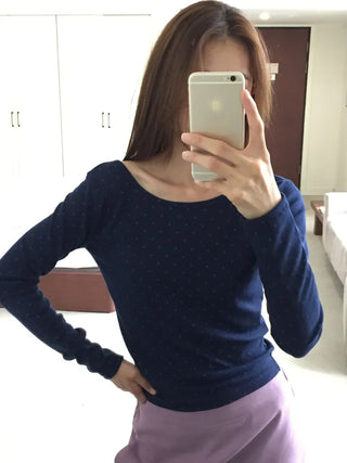 Sensual Small Dot Navy Long Sleeve Tee