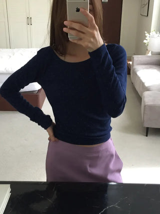Sensual Small Dot Navy Long Sleeve Tee