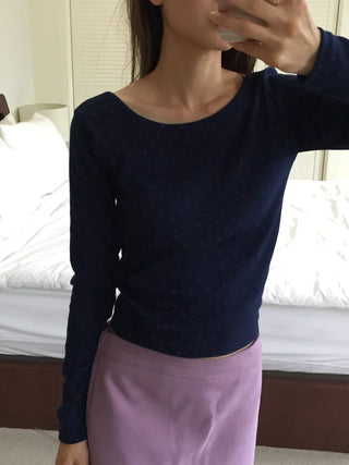 Sensual Small Dot Navy Long Sleeve Tee